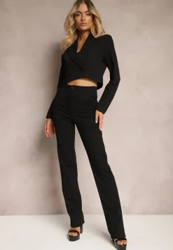 Czarne Spodnie Szerokie Tanora