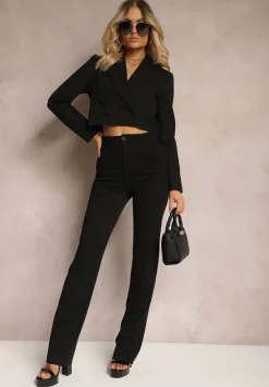 Czarne Spodnie Szerokie Tanora