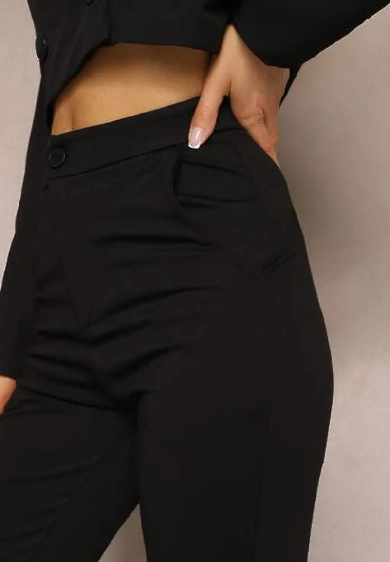 Czarne Spodnie Szerokie Tanora