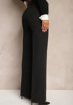 Czarne Spodnie w Kant w Garniturowym Stylu High Waist Jaessa