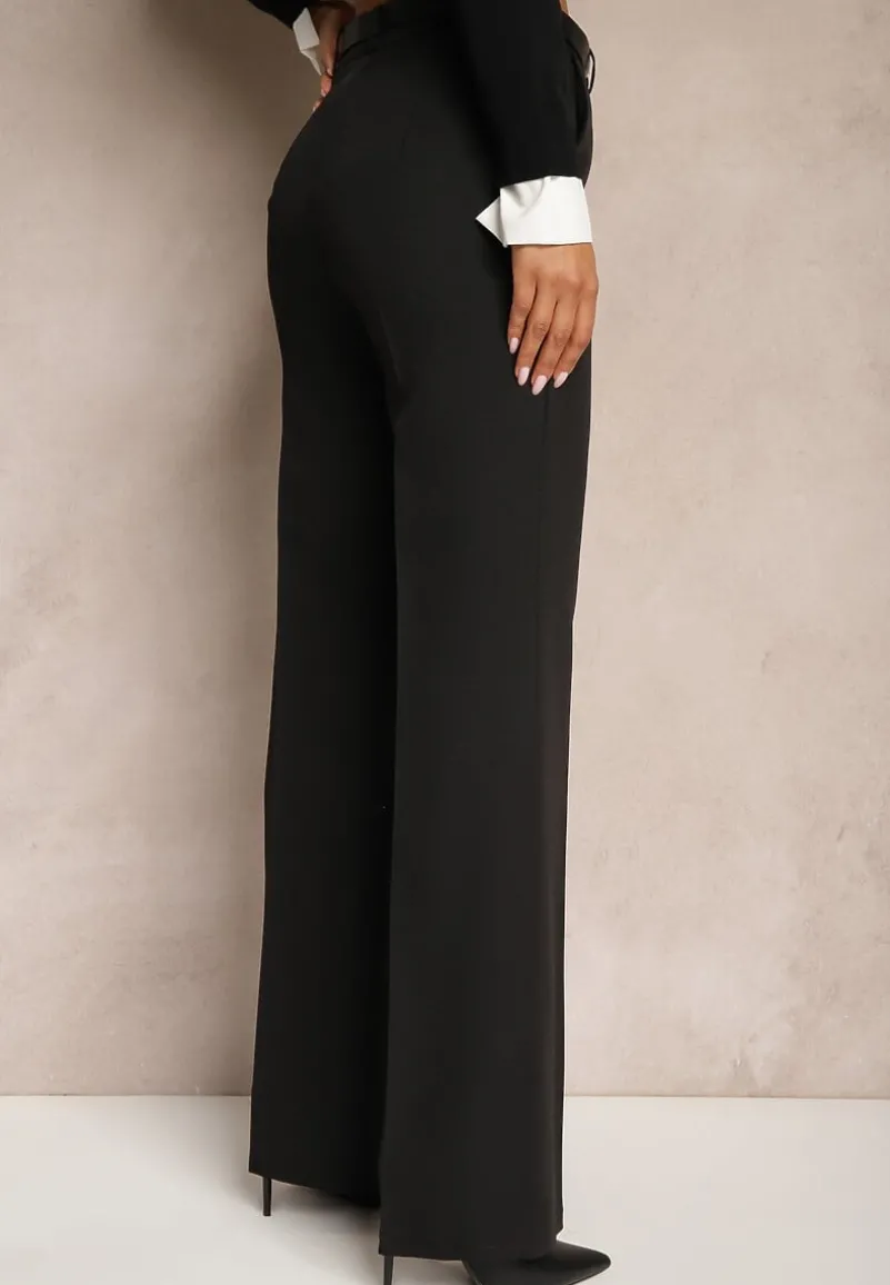 Czarne Spodnie w Kant w Garniturowym Stylu High Waist Jaessa