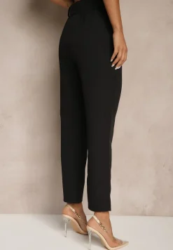 Czarne Spodnie z Paskiem Eudea