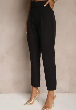 Czarne Spodnie z Paskiem Eudea