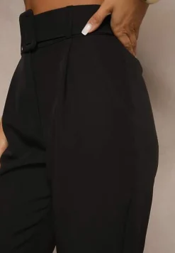 Czarne Spodnie z Paskiem Eudea