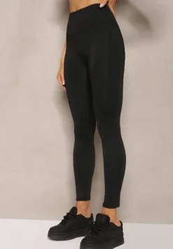 Czarne Sportowe Legginsy High Waist Vesara