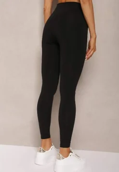 Czarne Sportowe Legginsy High Waist Quarefia