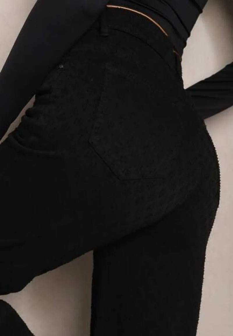 Czarne Szerokie Jeansy High Waist Dankale