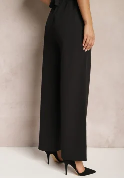 Czarne Szerokie Spodnie w Eleganckim Stylu Hanessame
