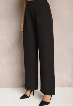 Czarne Szerokie Spodnie w Eleganckim Stylu Hanessame