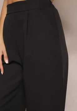 Czarne Szerokie Spodnie w Eleganckim Stylu Hanessame