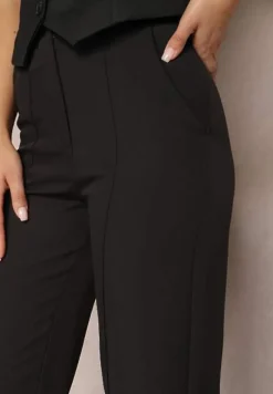 Czarne Szerokie Spodnie z Wysokim Stanem Lilura