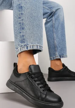 Czarne Sznurowane Sneakersy Vilimea