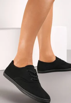 Czarne Sznurowane Tenisówki Przed Kostkę Calapse