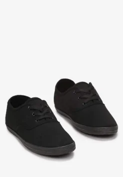 Czarne Sznurowane Tenisówki Przed Kostkę Calapse