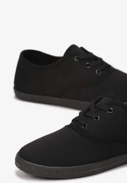 Czarne Sznurowane Tenisówki Przed Kostkę Calapse