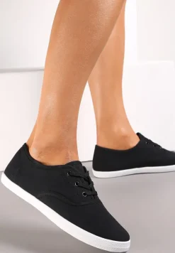 Czarne Sznurowane Tenisówki Przed Kostkę Jennessa