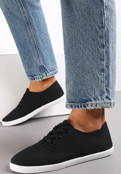 Czarne Sznurowane Tenisówki Przed Kostkę Jennessa