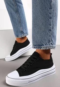 Czarne Sznurowane Trampki do Kostki Kalyne