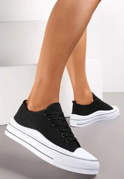 Czarne Sznurowane Trampki do Kostki Kalyne