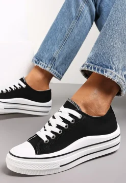 Czarne Sznurowane Trampki przed Kostkę Monserie