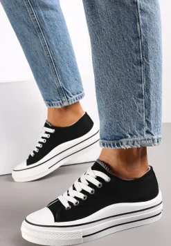 Czarne Sznurowane Trampki przed Kostkę Monserie