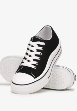 Czarne Sznurowane Trampki przed Kostkę Monserie