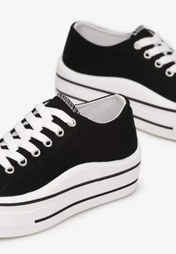 Czarne Sznurowane Trampki przed Kostkę Monserie