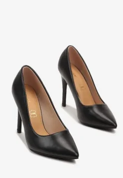 Czarne Szpilki Vices w Klasycznym Stylu z Wkładką ze Skóry Naturalnej Innaris