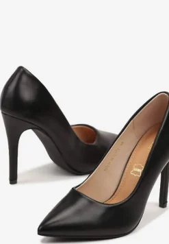 Czarne Szpilki Vices w Klasycznym Stylu z Wkładką ze Skóry Naturalnej Innaris