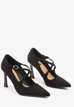 Czarne Szpilki Vices z Ozdobnymi Paskami Tamorniel