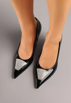 Czarne Szpilki Vices Zdobione Aplikacją z Cyrkoniami Niravine