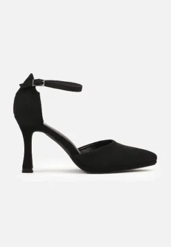 Czarne Szpilki w Klasycznym Stylu Zapinane przy Kostce Nelviana