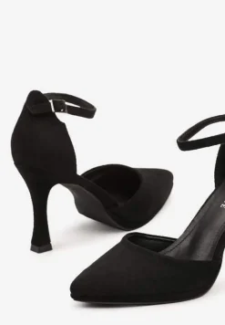 Czarne Szpilki w Klasycznym Stylu Zapinane przy Kostce Nelviana