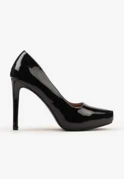 Czarne Szpilki z Lakierowanej Ekoskóry Nobile