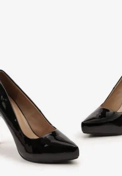 Czarne Szpilki z Lakierowanej Ekoskóry Nobile