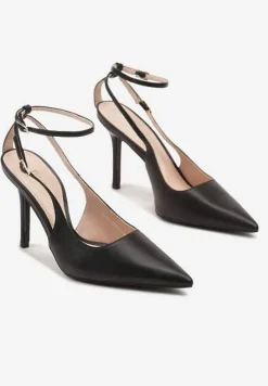 Czarne Szpilki z Ozdobnymi Paskami i Wycięciami Ilovinna