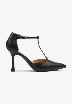 Czarne Szpilki z Pionowym Paseczkiem Isorela