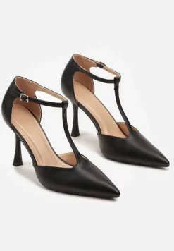 Czarne Szpilki z Pionowym Paseczkiem Isorela