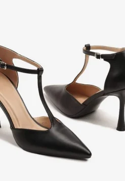 Czarne Szpilki z Pionowym Paseczkiem Isorela