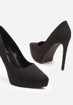 Czarne Szpilki z Platformą w Klasycznym Stylu Navishia