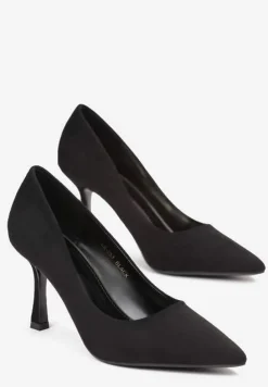 Czarne Szpilki ze Szpiczastym Noskiem z Imitacji Zamszu Remeva