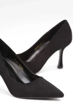 Czarne Szpilki ze Szpiczastym Noskiem z Imitacji Zamszu Remeva