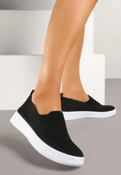 Czarne Tenisówki Ozdobione Siateczkową Cholewką Eraniletia