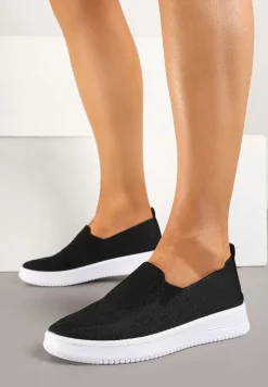 Czarne Tenisówki Ozdobione Siateczkową Cholewką Eraniletia