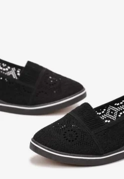 Czarne Tenisówki z Ażurowej Siateczki na Niskiej Koturnie Nerurae