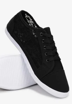 Czarne Tenisówki z Ażurowymi Wstawkami Po Bokach Salessa