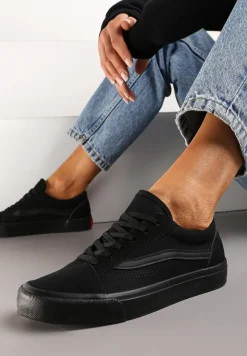 Czarne Tenisówki z Boczną Naszywką Simeris