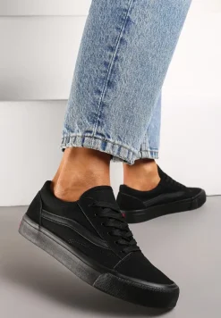 Czarne Tenisówki z Boczną Naszywką Simeris