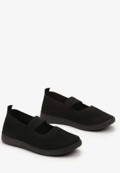 Czarne Tenisówki z Elastycznym Paskiem i Siateczkową Cholewką Dilvena