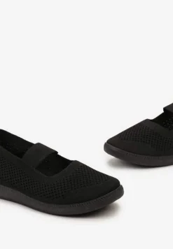 Czarne Tenisówki z Elastycznym Paskiem i Siateczkową Cholewką Dilvena